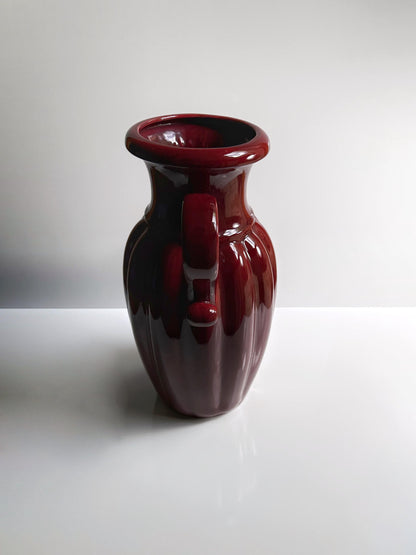 Large Vintage Scheurich Floor Vase 492-44 Cherry Red Handle Vase Mid Century 50s 60s 70s Cranberry Flower Vase Fat Lava