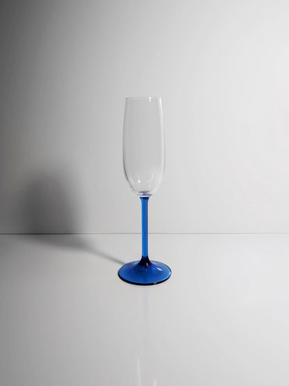 4 Vintage French Champagne Glasses Crystal Glass Blue Luminarc 80s Blue Azure Light Blue Cobalt Ultramarine