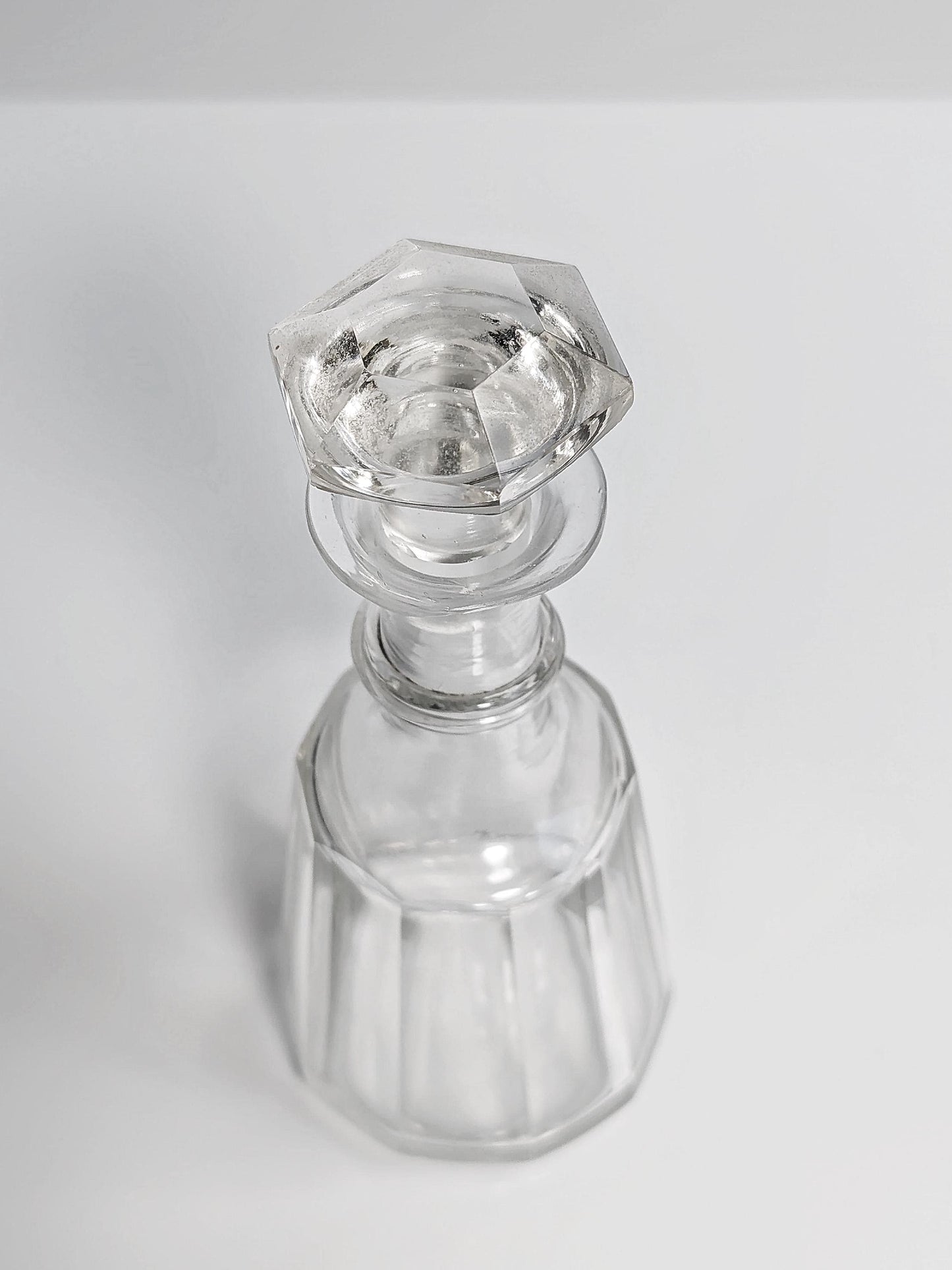 Vintage Biedermeier Crystal Glass Decanter Carafe Bottle 1890 Glass Cut Polished