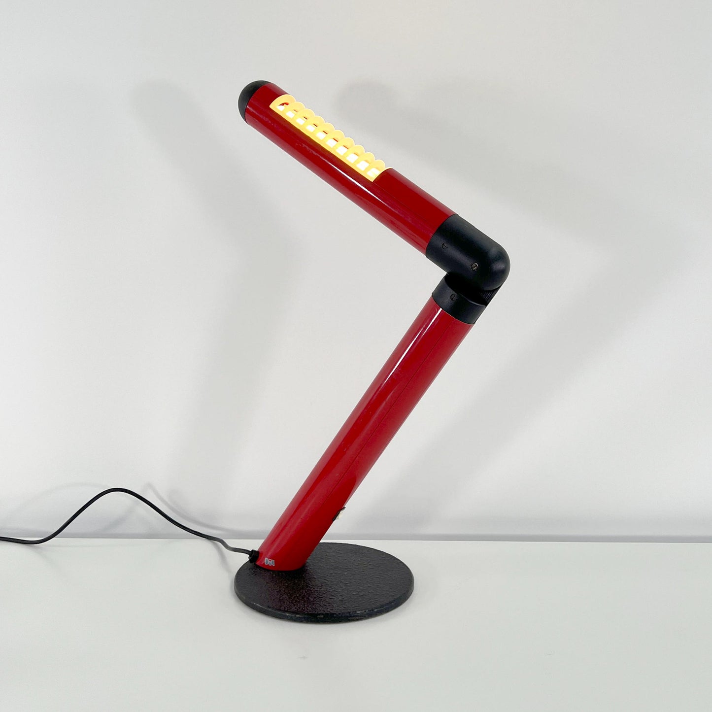 Rote und schwarze verstellbare Neon-Schreibtischlampe von DIL, 1980er Jahre Vintage