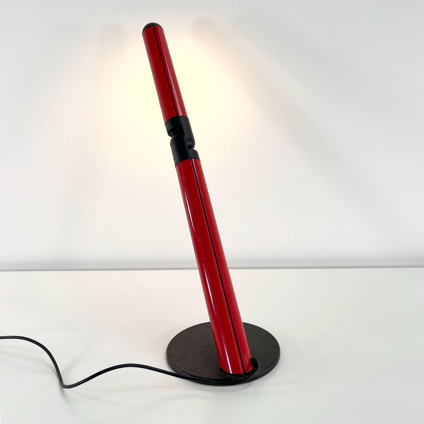 Rote und schwarze verstellbare Neon-Schreibtischlampe von DIL, 1980er Jahre Vintage