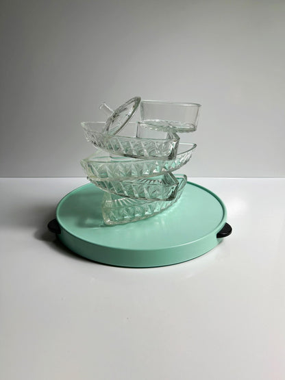 vintage Cabaret Turntable Lazy Susan Servant Turntable Rotating Cake Stand Mid Century 50s Menthe Vert