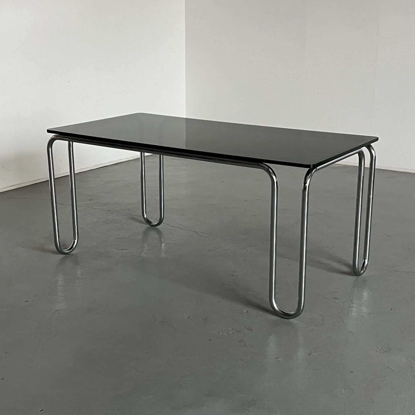 Vintage Italian Modernist Dining Table in Smoked Glass and Chromed Steel Tubular, 1980s Italy