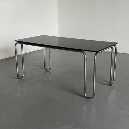 Vintage Italian Modernist Dining Table in Smoked Glass and Chromed Steel Tubular, 1980s Italy