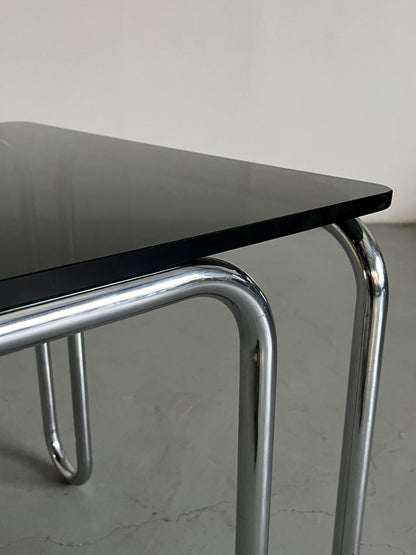 Vintage Italian Modernist Dining Table in Smoked Glass and Chromed Steel Tubular, 1980s Italy