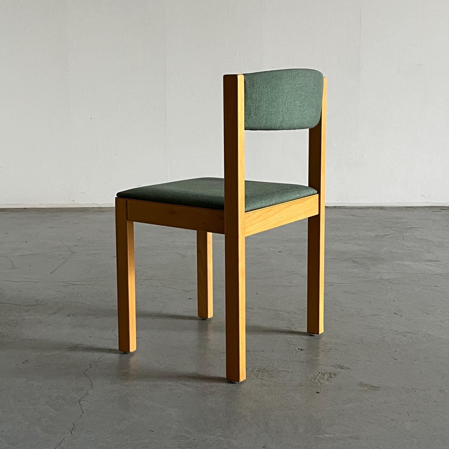 Vintage dining chair in mid-century modern style, light green upholstery fabric and wood, 1980s Austria