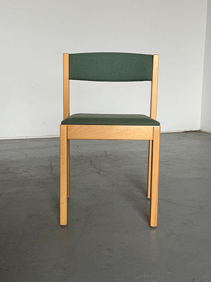 Vintage dining chair in mid-century modern style, light green upholstery fabric and wood, 1980s Austria