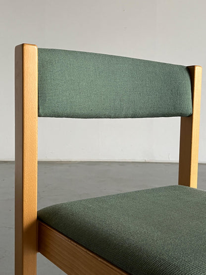 Vintage dining chair in mid-century modern style, light green upholstery fabric and wood, 1980s Austria