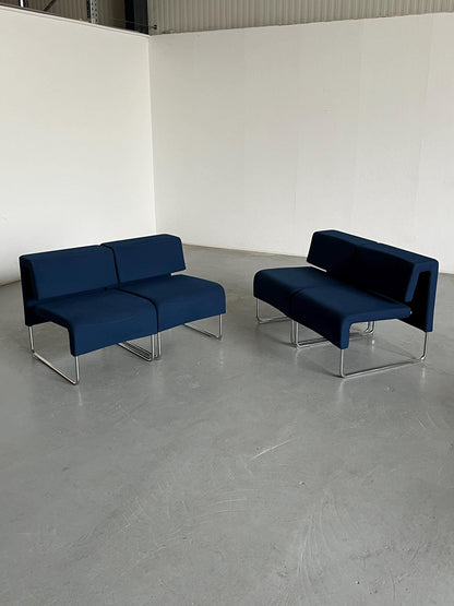 1 von 4 Blaue Vintage Freischwinger Modernist 'Path' Lounge Chairs von Fiorenzo Dorigo für Sitland, frühe 2000er Italien