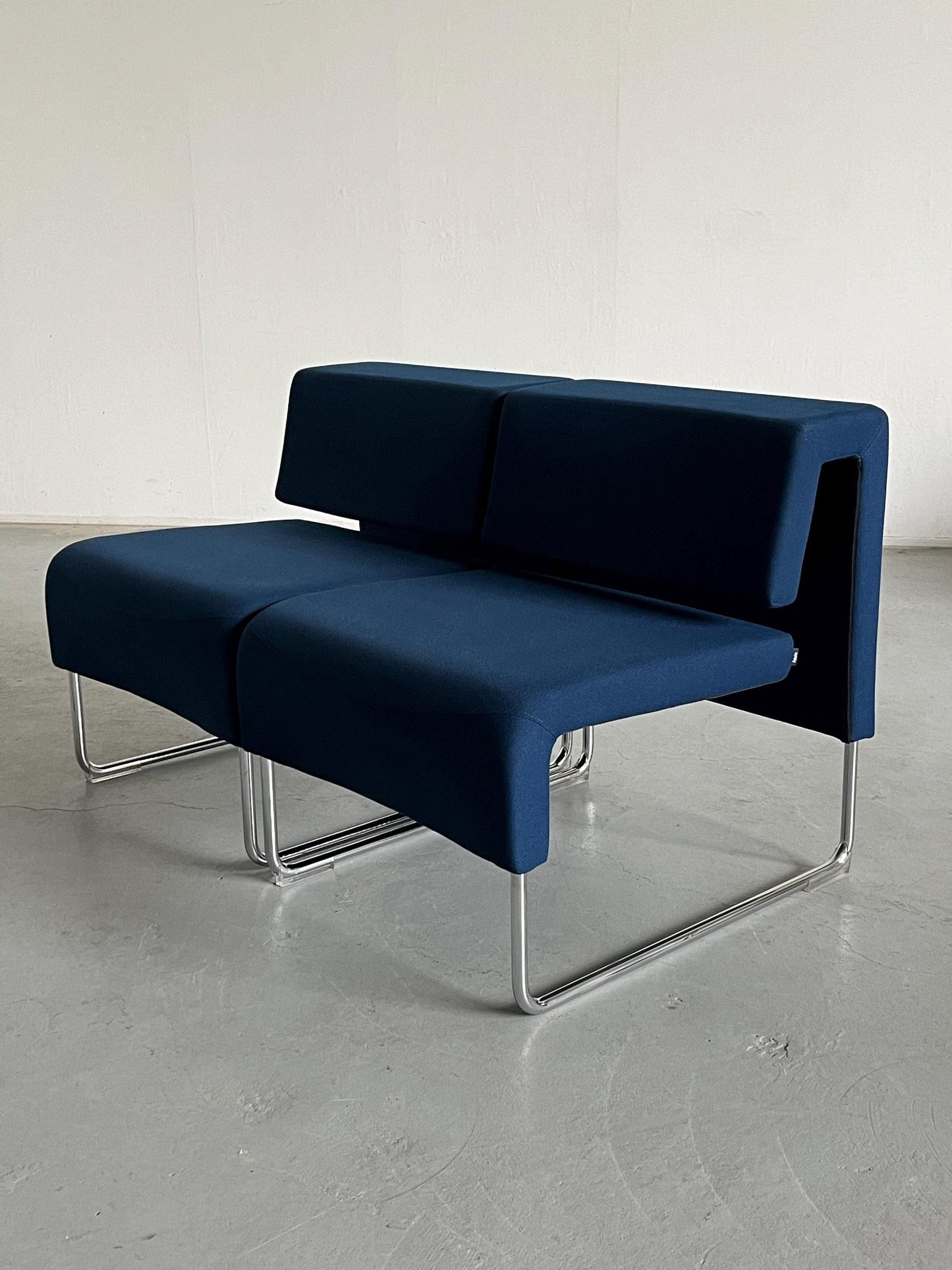 1 von 4 Blaue Vintage Freischwinger Modernist 'Path' Lounge Chairs von Fiorenzo Dorigo für Sitland, frühe 2000er Italien