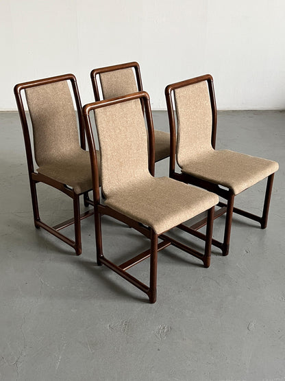 Set of 4 Vintage Mid-Century Modern Dining Chairs in Cream Upholstery and Wooden Frame, 1970s Italy