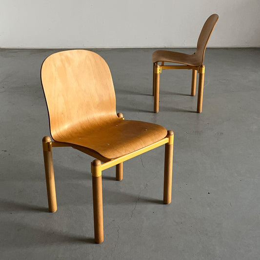 Set von 2 Mid-Century Modern stapelbare Bentwood-und-Metall-Esszimmerstühle von Braun Lockenhaus, 1990er Jahre Österreich