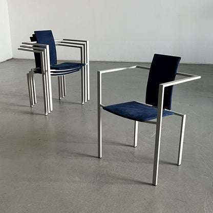 1 of 4 Memphis Design Postmodern Geometric Vintage Chairs by Karl Friedrich Förster for KFF, 1980s Germany, Industrial Design