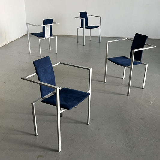 1 of 4 Memphis Design Postmodern Geometric Vintage Chairs by Karl Friedrich Förster for KFF, 1980s Germany, Industrial Design