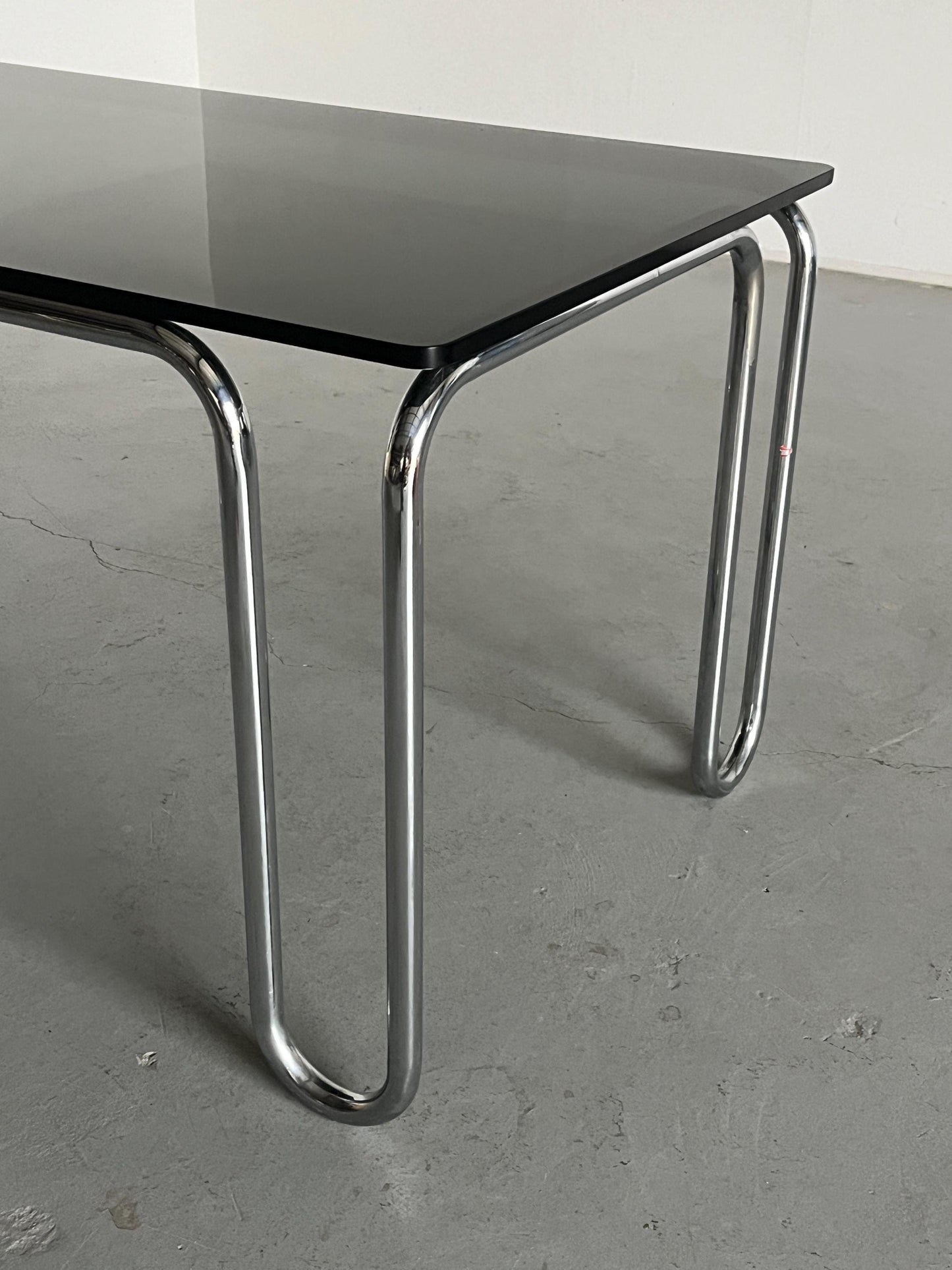 Vintage Italian Modernist Dining Table in Smoked Glass and Chromed Steel Tubular, 1980s Italy