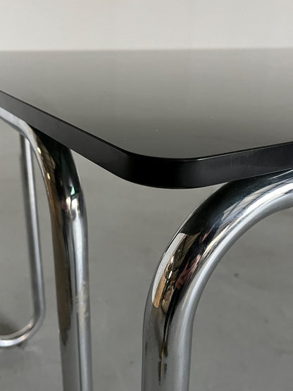 Vintage Italian Modernist Dining Table in Smoked Glass and Chromed Steel Tubular, 1980s Italy