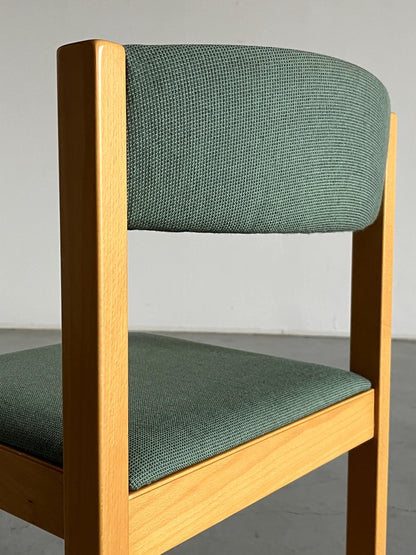 Vintage dining chair in mid-century modern style, light green upholstery fabric and wood, 1980s Austria