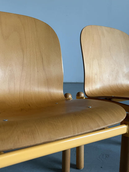 Set von 2 Mid-Century Modern stapelbare Bentwood-und-Metall-Esszimmerstühle von Braun Lockenhaus, 1990er Jahre Österreich