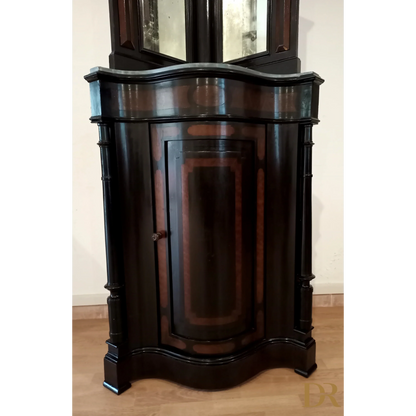 Vintage Neapolitan corner cabinet from the 19th century, lacquered with mirror and original marble