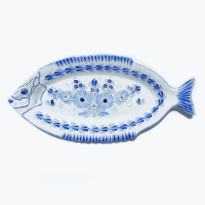 Large Quimper Vintage Bowl: Hand-painted fish shape, unique piece