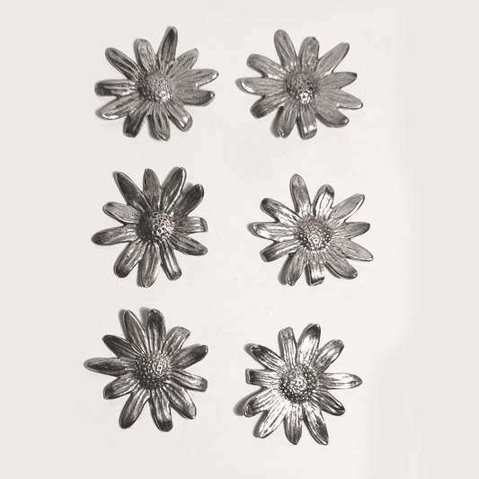 Vintage Messerbänkchen Flora Zinn silber Set von 6