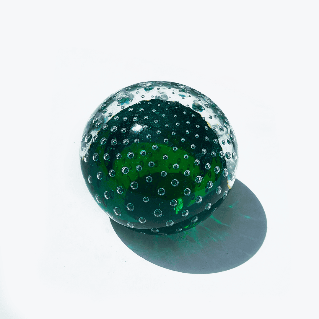 Ball Vintage Paperweight made of fine bubble glass, 8 cm