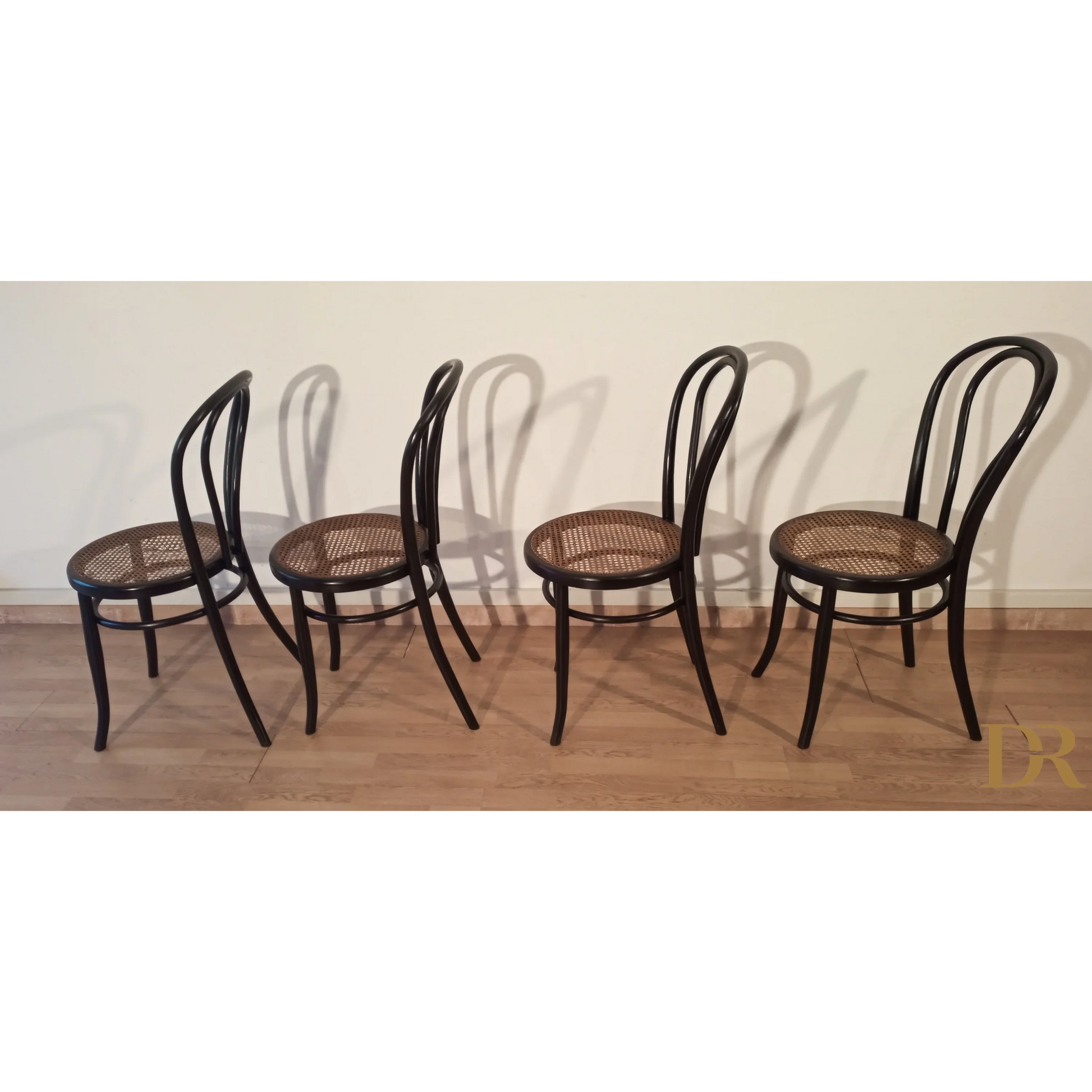 Italienische Bugholz-Esszimmerstühle im Thonet-Stil, 4er-Set