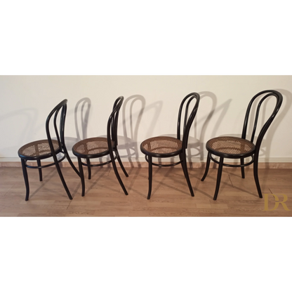 Italienische Bugholz-Esszimmerstühle im Thonet-Stil, 4er-Set