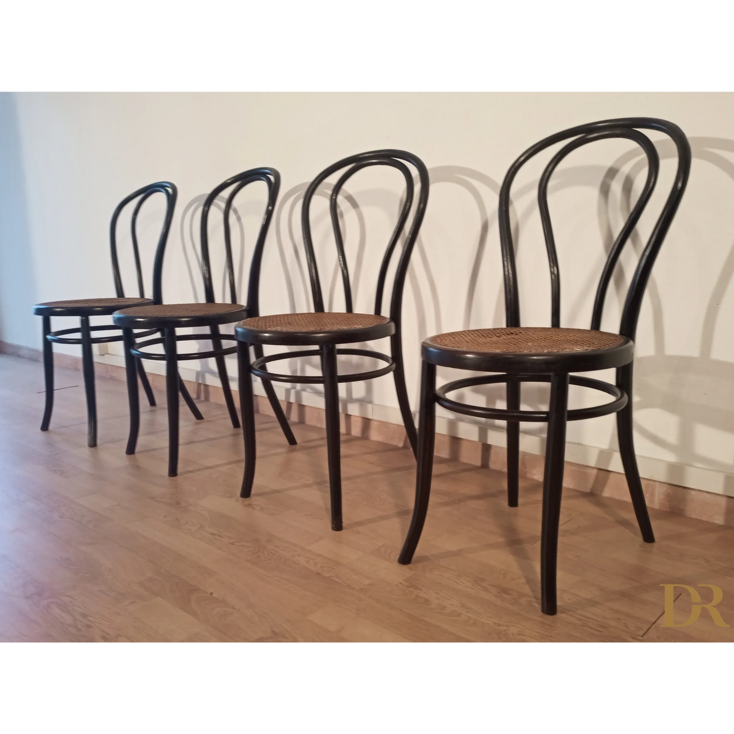 Italienische Bugholz-Esszimmerstühle im Thonet-Stil, 4er-Set