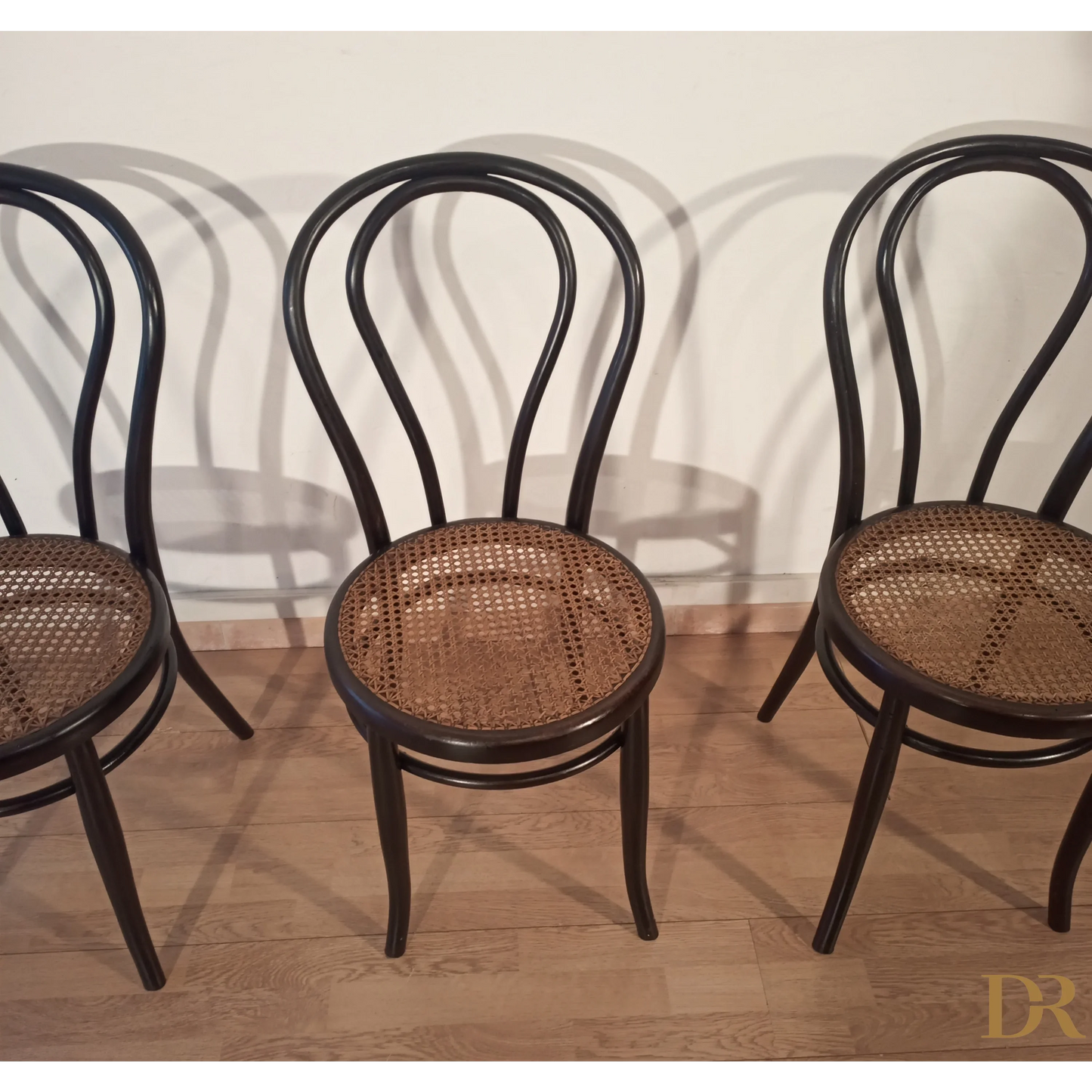 Italienische Bugholz-Esszimmerstühle im Thonet-Stil, 4er-Set