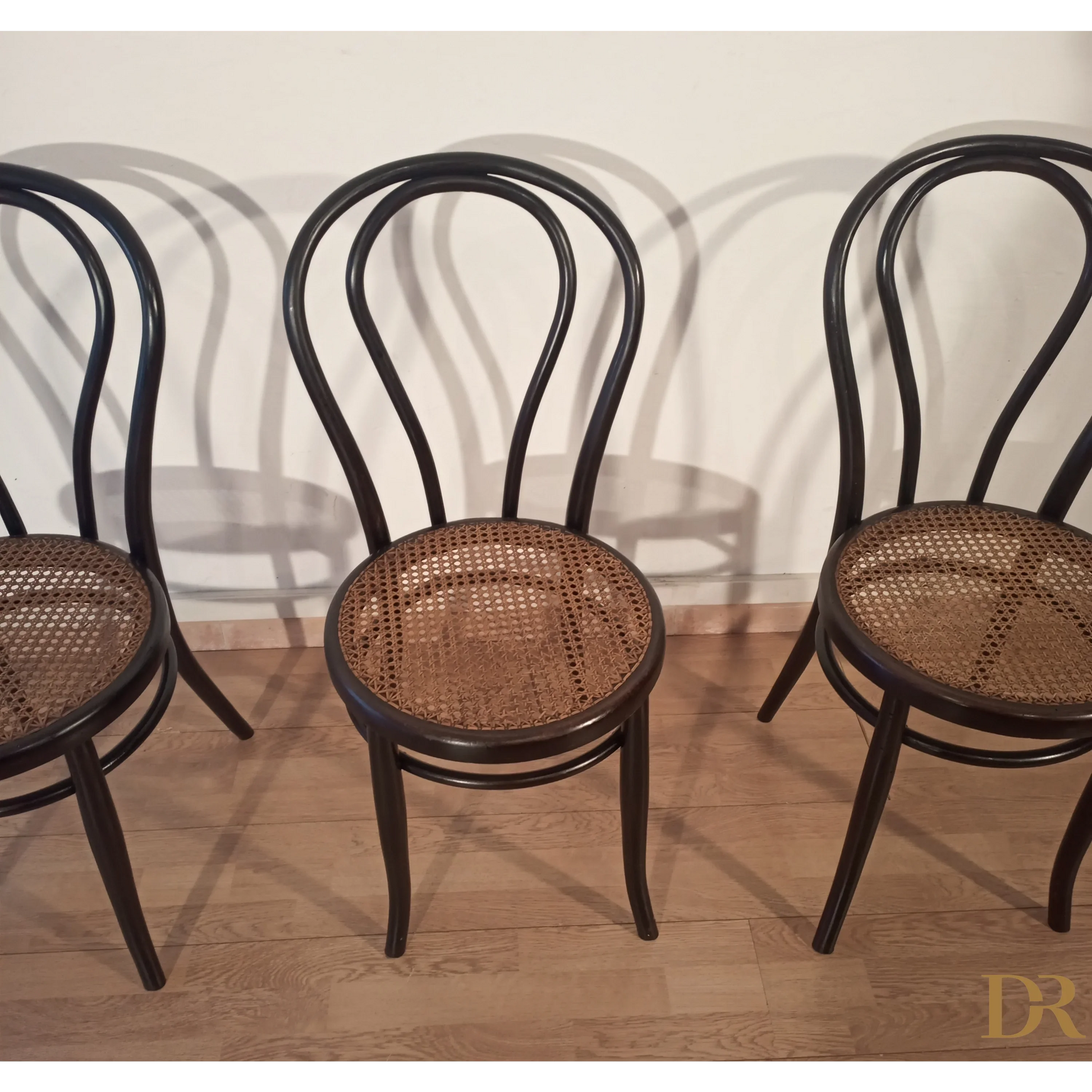 Italienische Bugholz-Esszimmerstühle im Thonet-Stil, 4er-Set