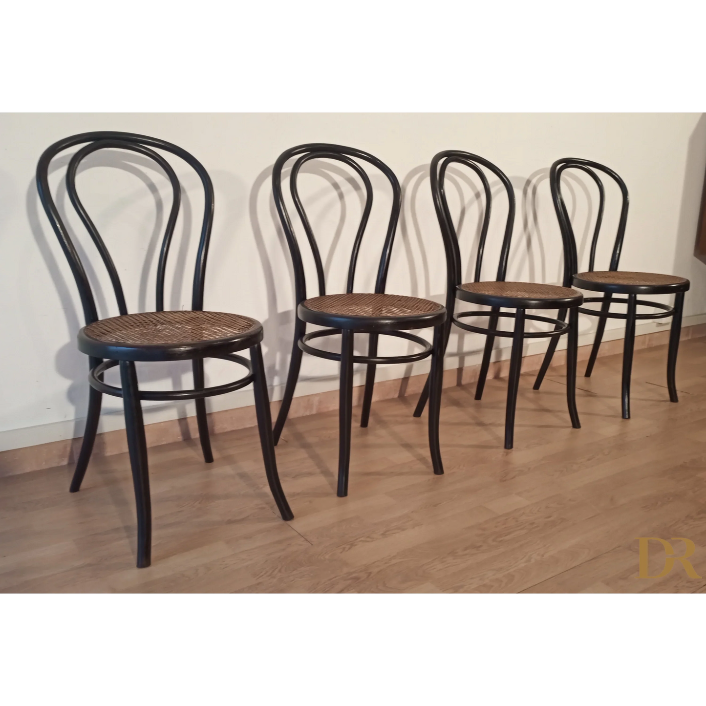 Italienische Bugholz-Esszimmerstühle im Thonet-Stil, 4er-Set