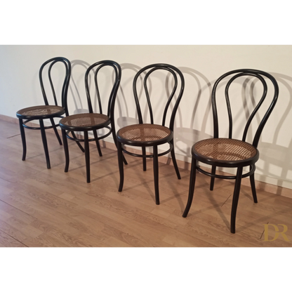 Italienische Bugholz-Esszimmerstühle im Thonet-Stil, 4er-Set