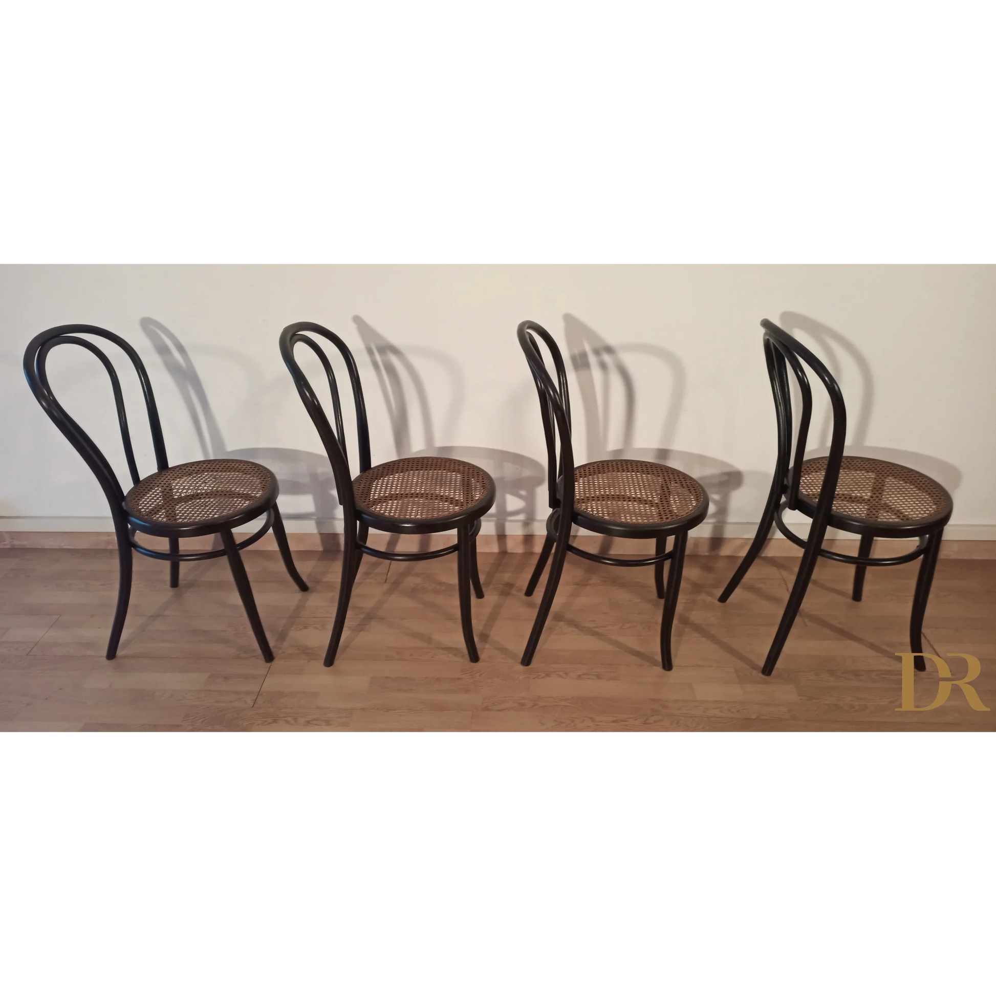 Italienische Bugholz-Esszimmerstühle im Thonet-Stil, 4er-Set