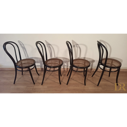 Italienische Bugholz-Esszimmerstühle im Thonet-Stil, 4er-Set