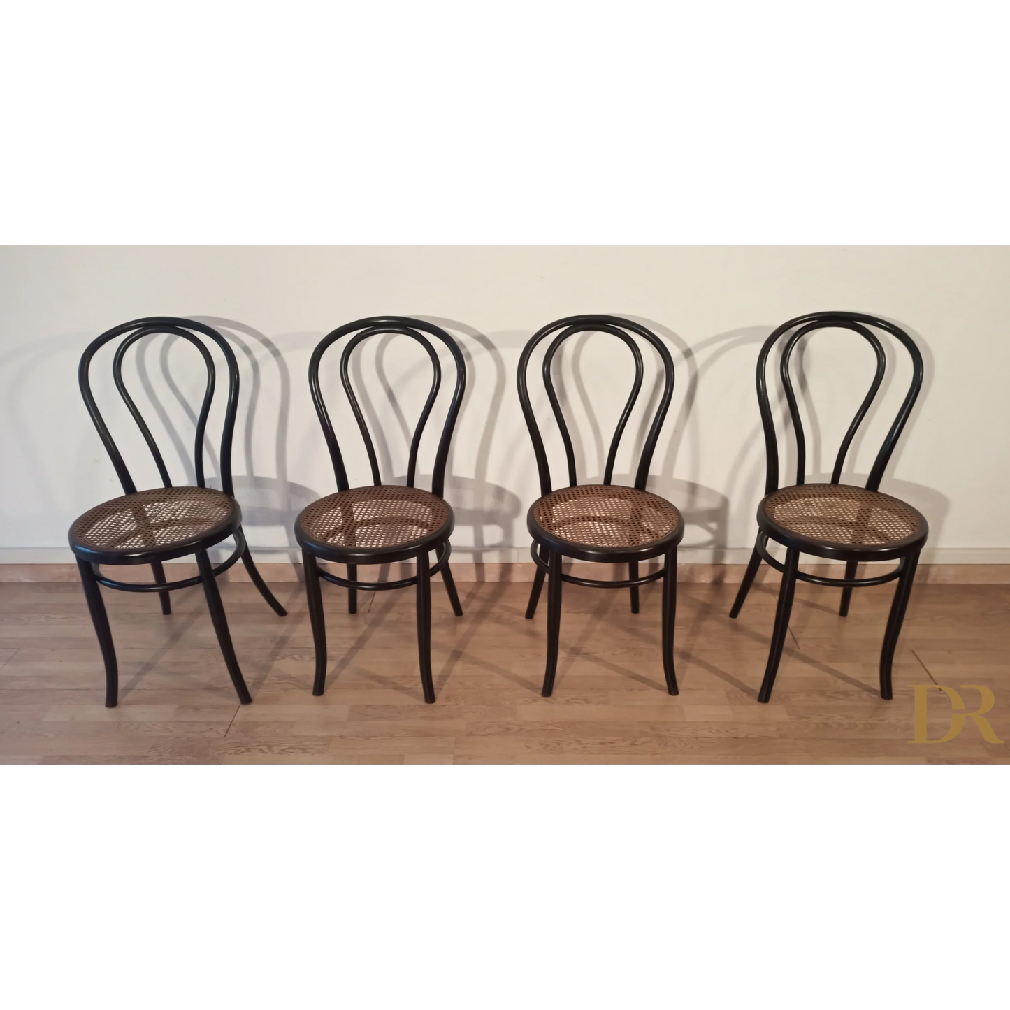 Italienische Bugholz-Esszimmerstühle im Thonet-Stil, 4er-Set