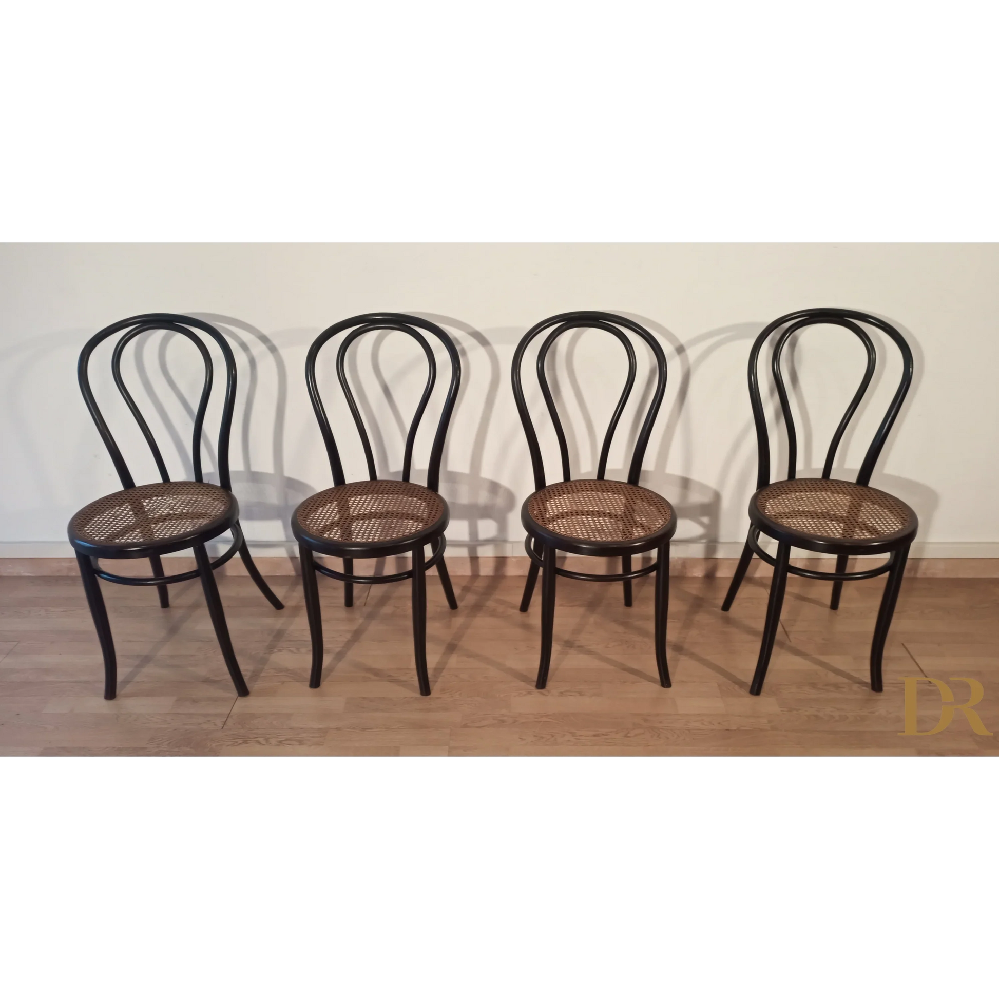 Italienische Bugholz-Esszimmerstühle im Thonet-Stil, 4er-Set