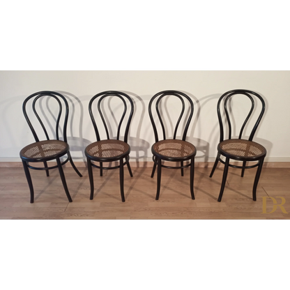 Italienische Bugholz-Esszimmerstühle im Thonet-Stil, 4er-Set