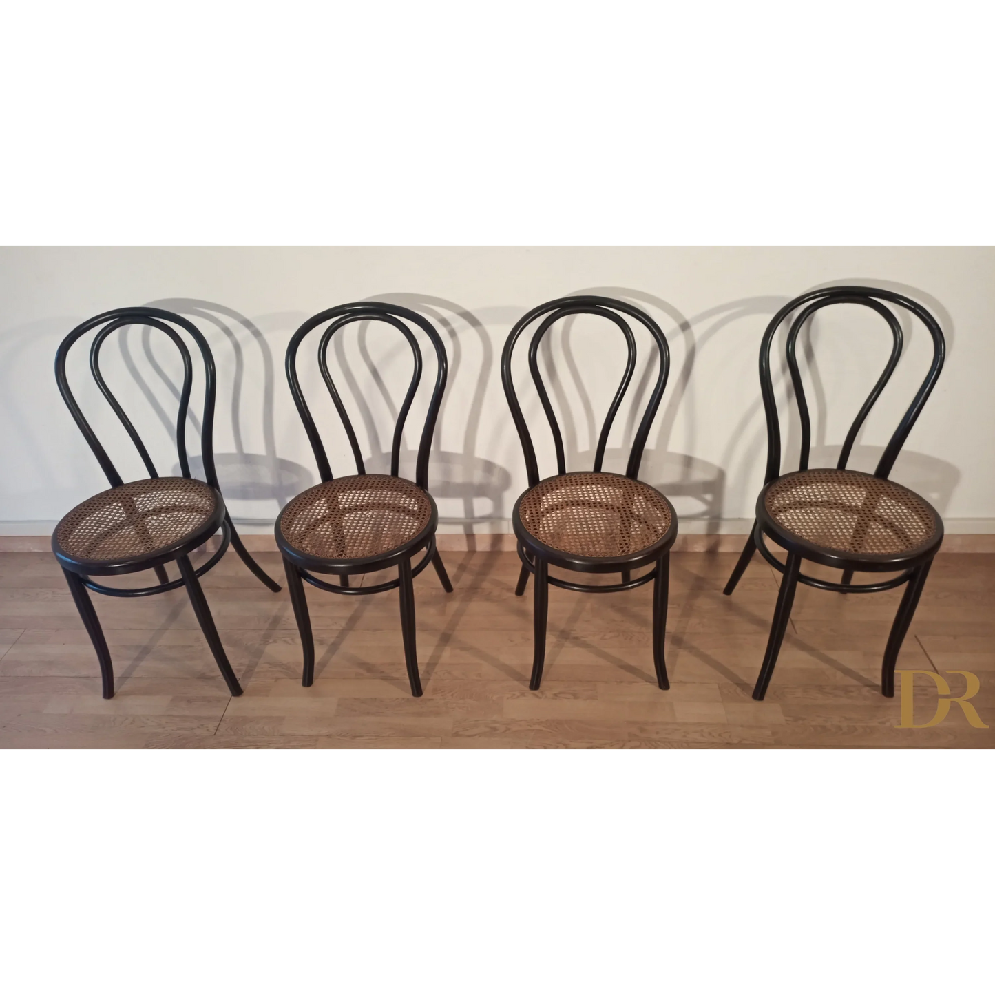 Italienische Bugholz-Esszimmerstühle im Thonet-Stil, 4er-Set