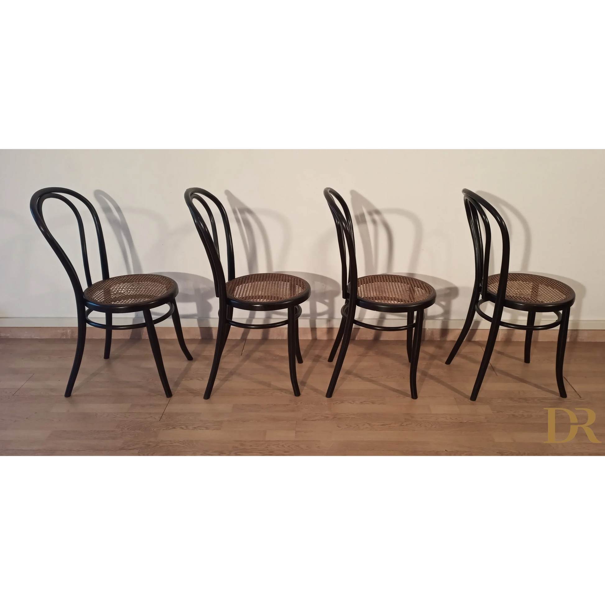 Italienische Bugholz-Esszimmerstühle im Thonet-Stil, 4er-Set