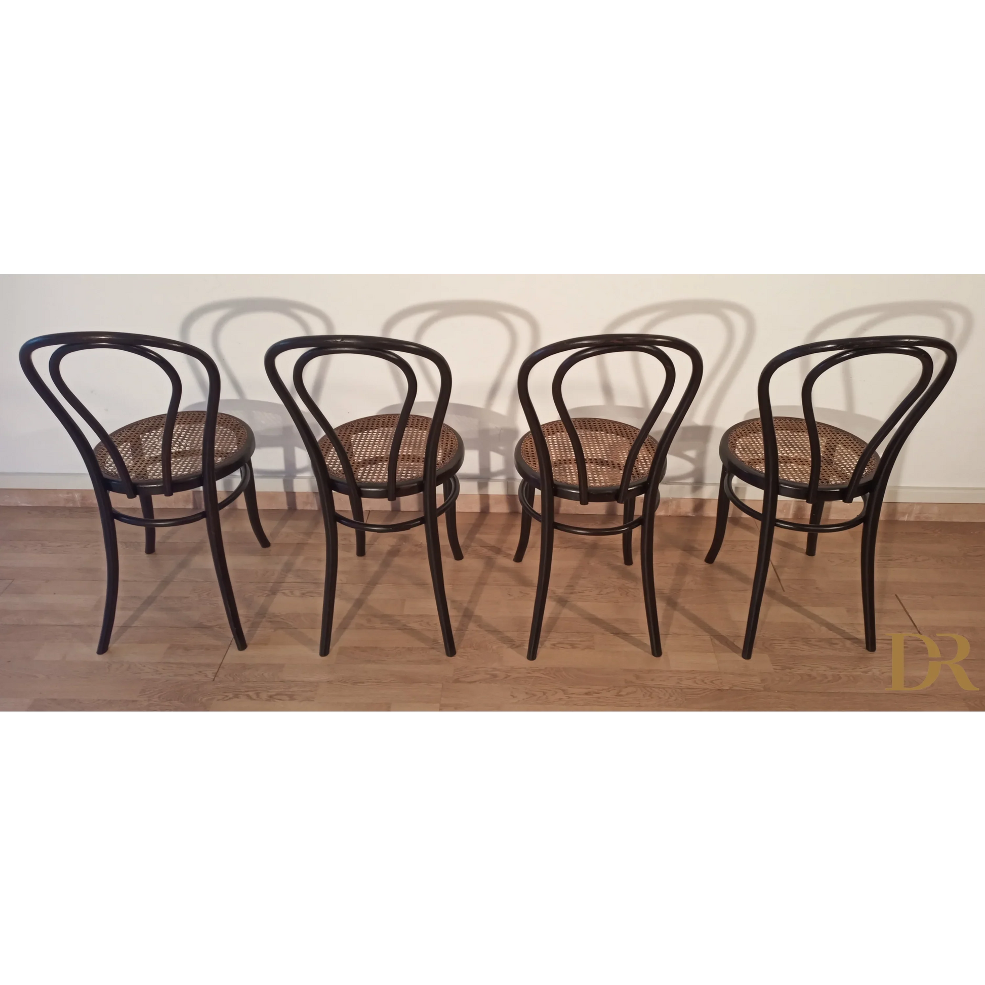 Italienische Bugholz-Esszimmerstühle im Thonet-Stil, 4er-Set