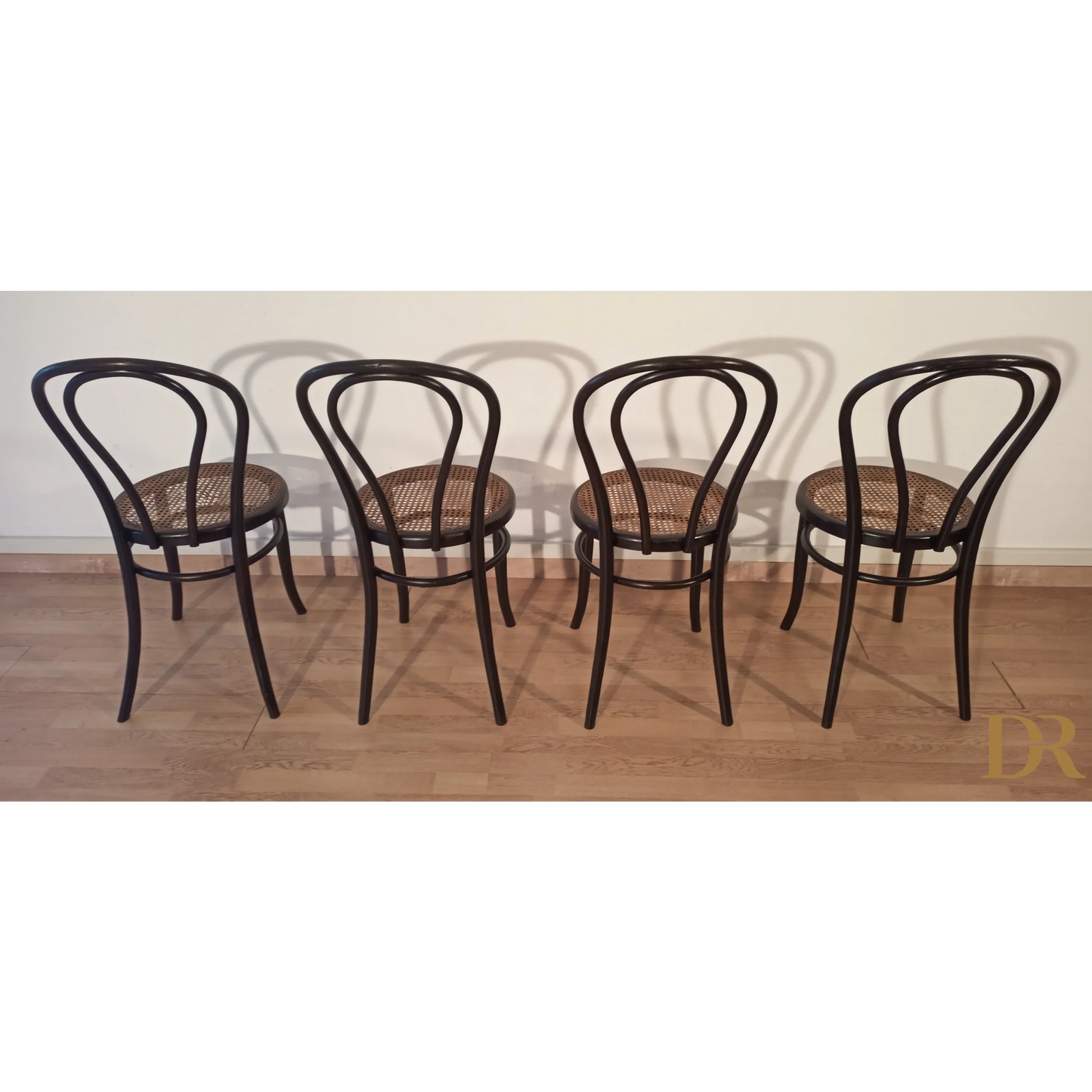 Italienische Bugholz-Esszimmerstühle im Thonet-Stil, 4er-Set