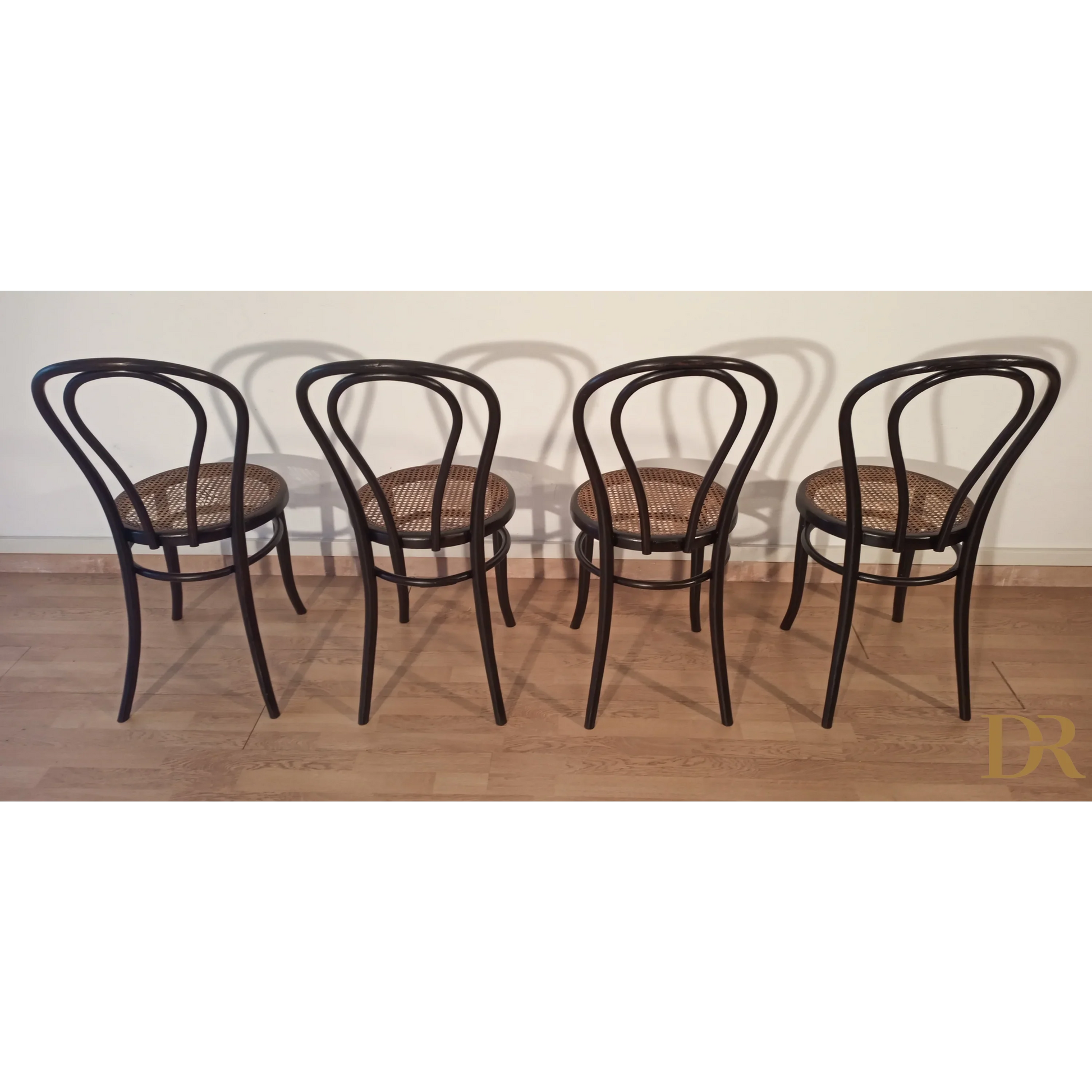 Italienische Bugholz-Esszimmerstühle im Thonet-Stil, 4er-Set