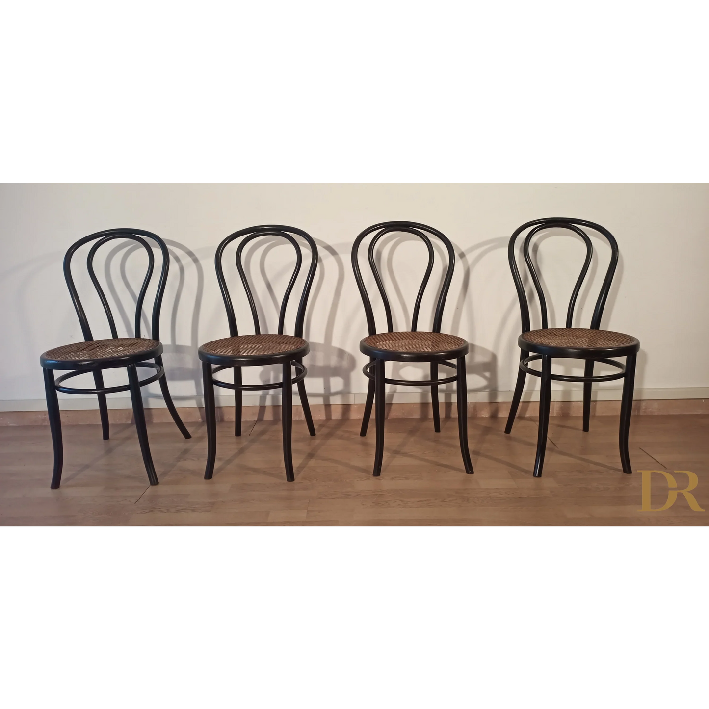 Italienische Bugholz-Esszimmerstühle im Thonet-Stil, 4er-Set