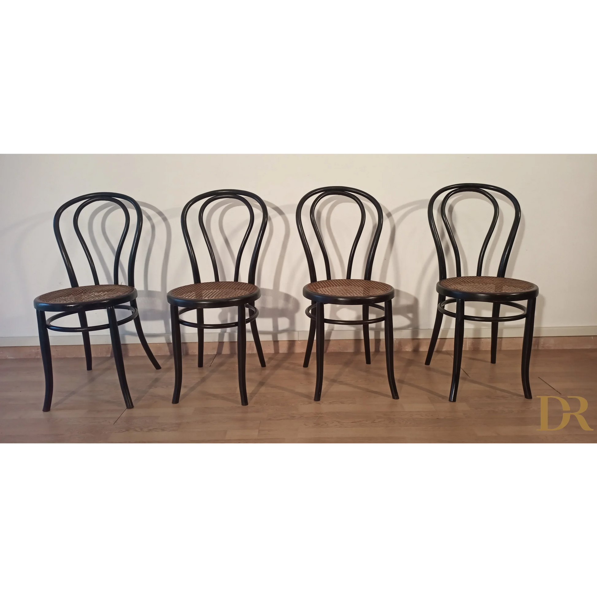 Italienische Bugholz-Esszimmerstühle im Thonet-Stil, 4er-Set