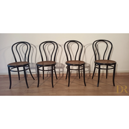 Italienische Bugholz-Esszimmerstühle im Thonet-Stil, 4er-Set