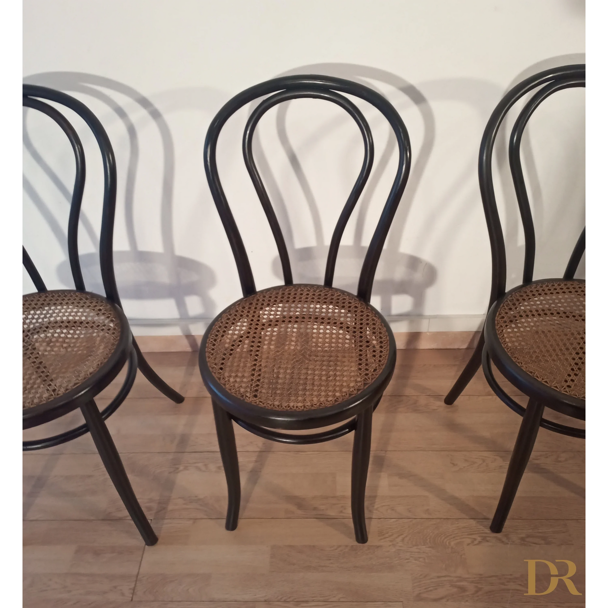 Italienische Bugholz-Esszimmerstühle im Thonet-Stil, 4er-Set