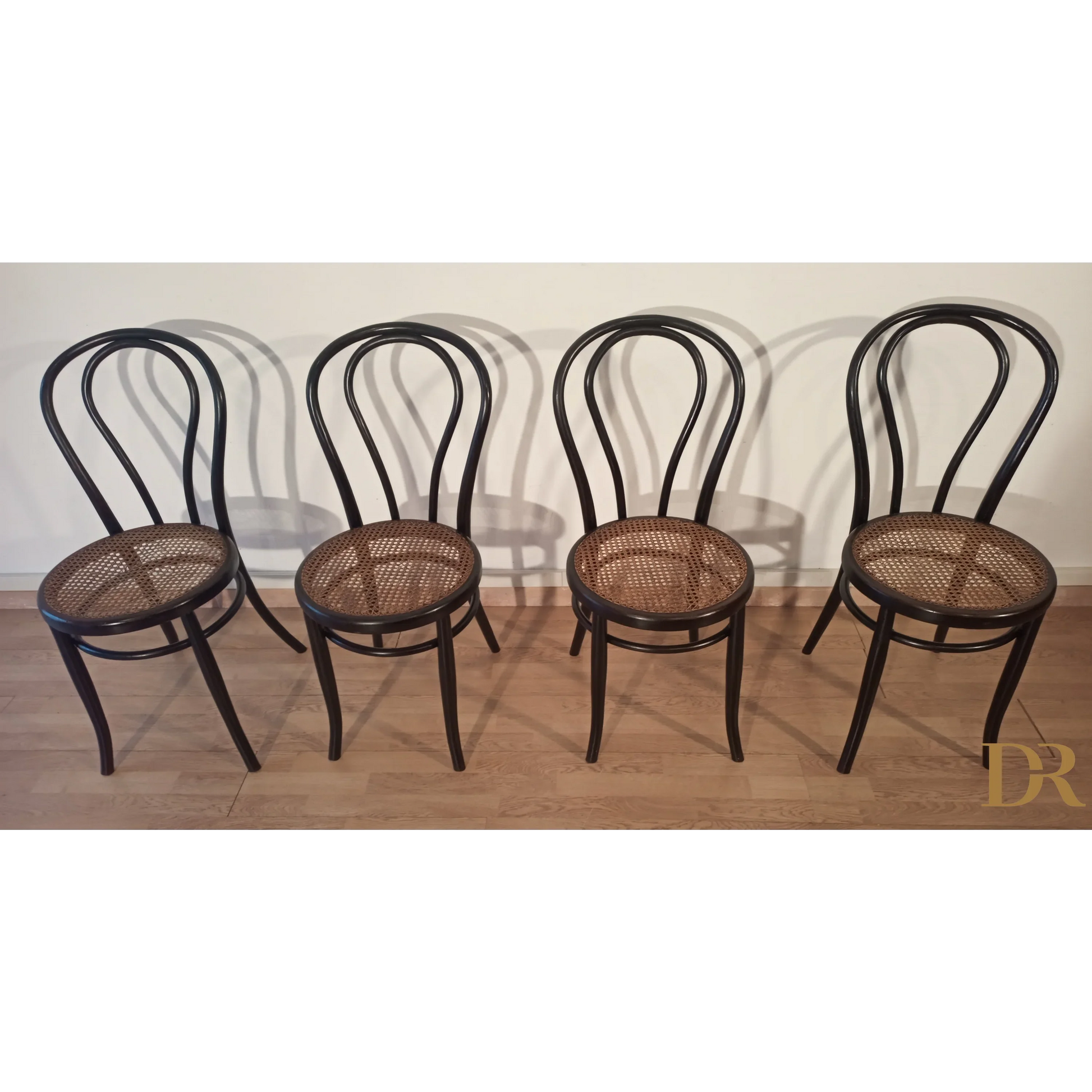 Italienische Bugholz-Esszimmerstühle im Thonet-Stil, 4er-Set