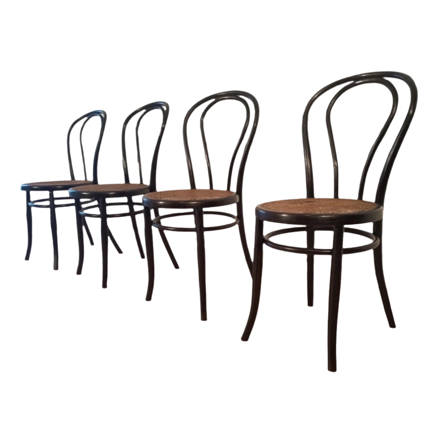 Italienische Bugholz-Esszimmerstühle im Thonet-Stil, 4er-Set