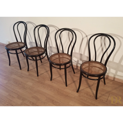 Italienische Bugholz-Esszimmerstühle im Thonet-Stil, 4er-Set